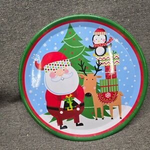 Greenbrier International Christmas Serving Tray Santa Reindeer 13in Multicolor